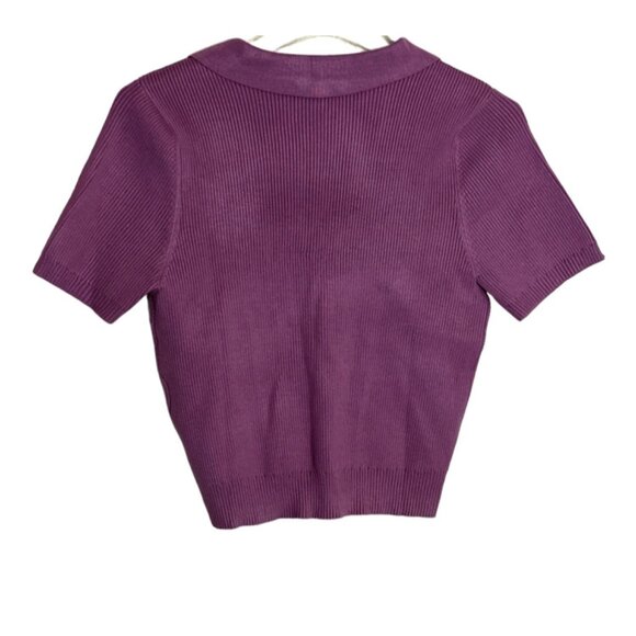 Bar III Large Short High Waist Ribbed Trim Short Tops Color Blissful Berry - Picture 5 of 8